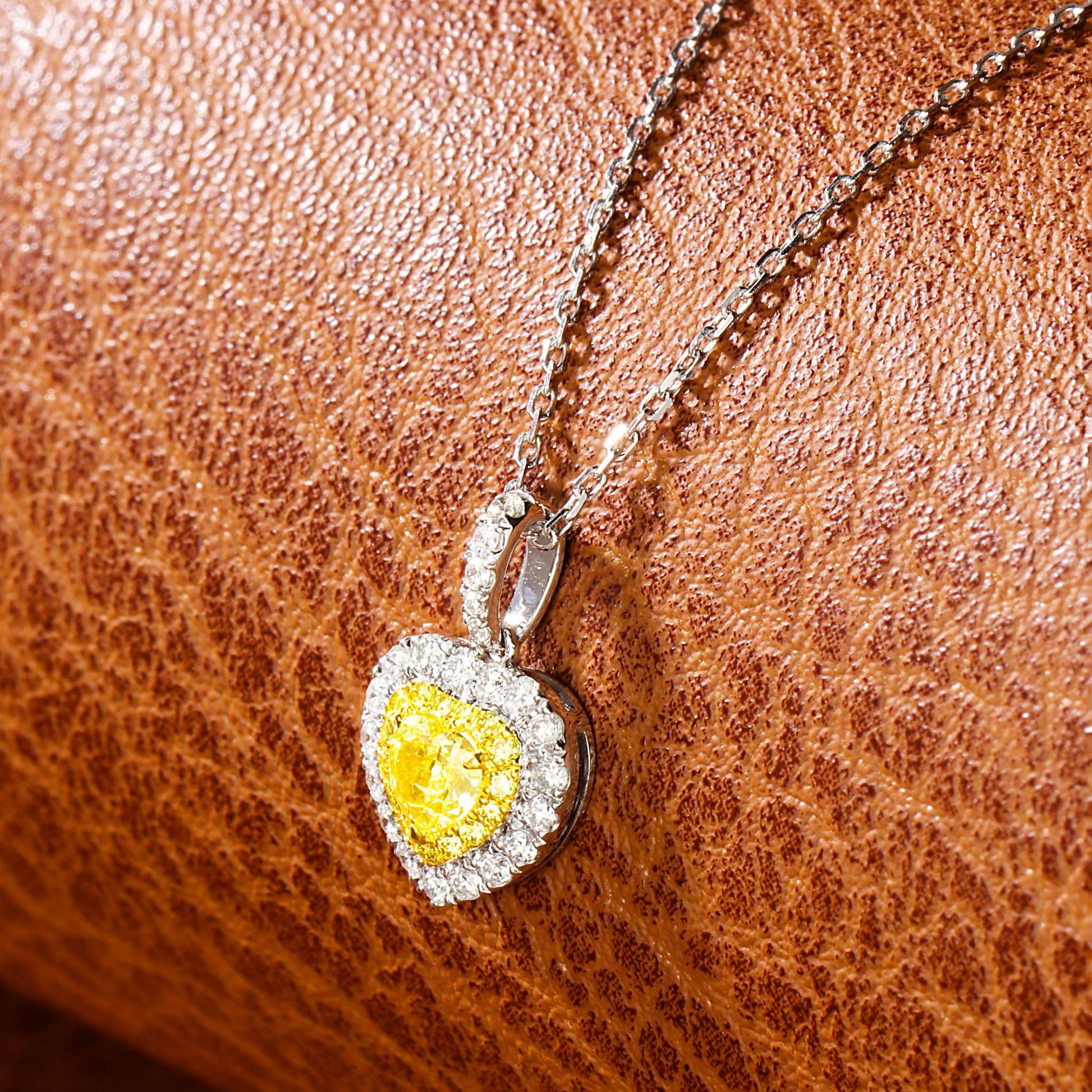 18K Yellow Gold Heart-Shaped Diamond Pendant Necklace - Yellow Diamond Necklace