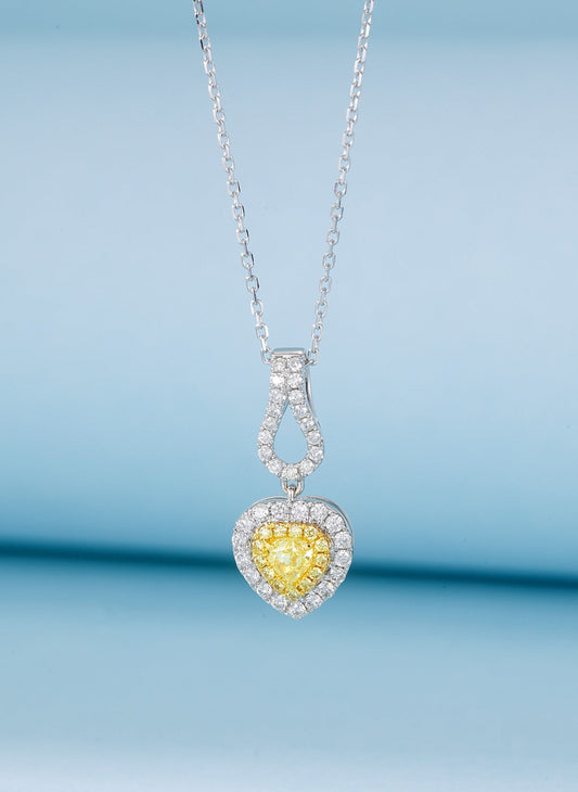 18K Yellow Gold Heart-Shaped Diamond Pendant Necklace - Jewelry - Yellow Diamond Necklace