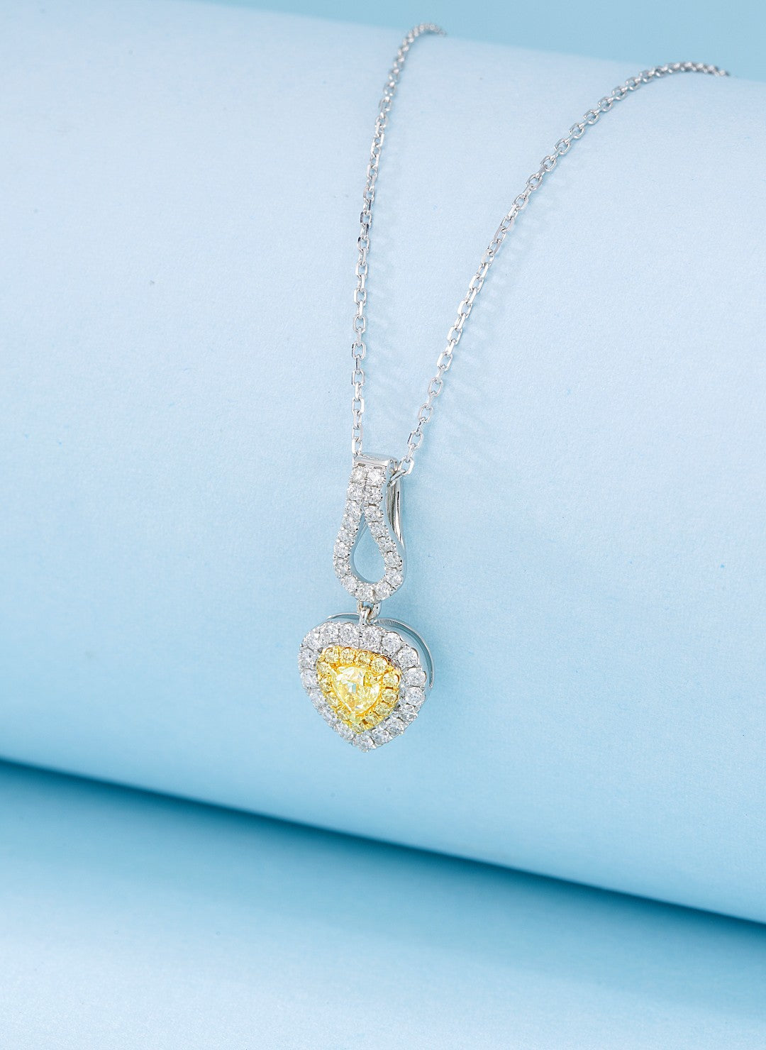 18K Yellow Gold Heart-Shaped Diamond Pendant Necklace - Jewelry - Yellow Diamond Necklace