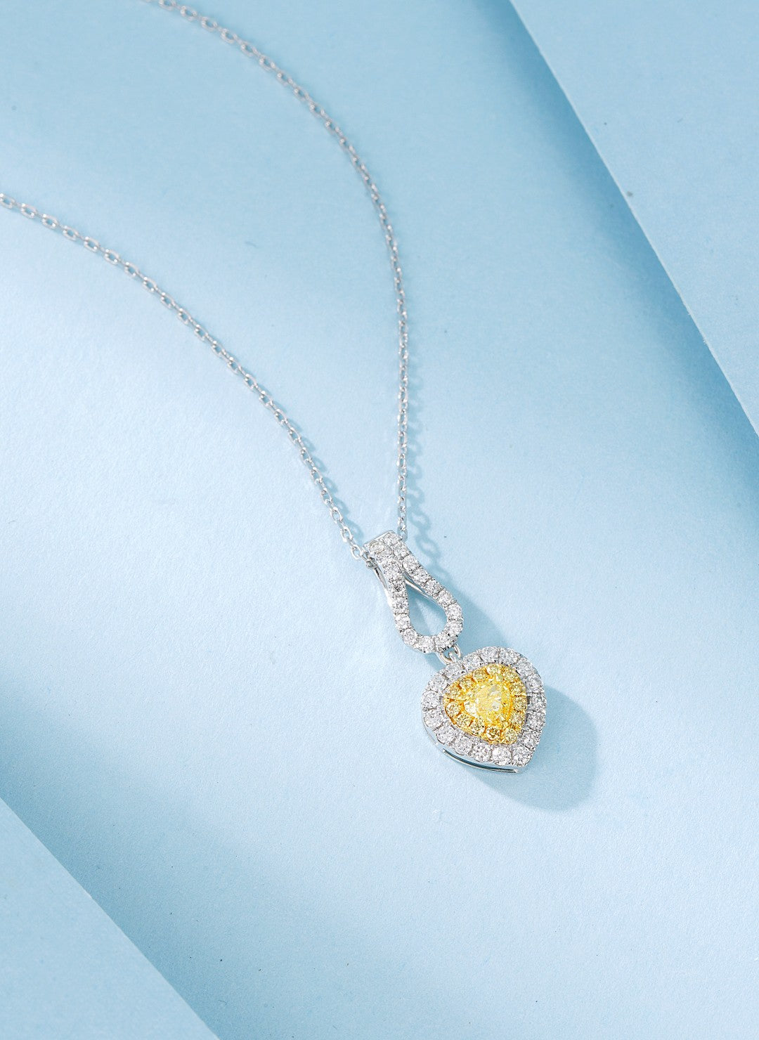 18K Yellow Gold Heart-Shaped Diamond Pendant Necklace - Jewelry - Yellow Diamond Necklace