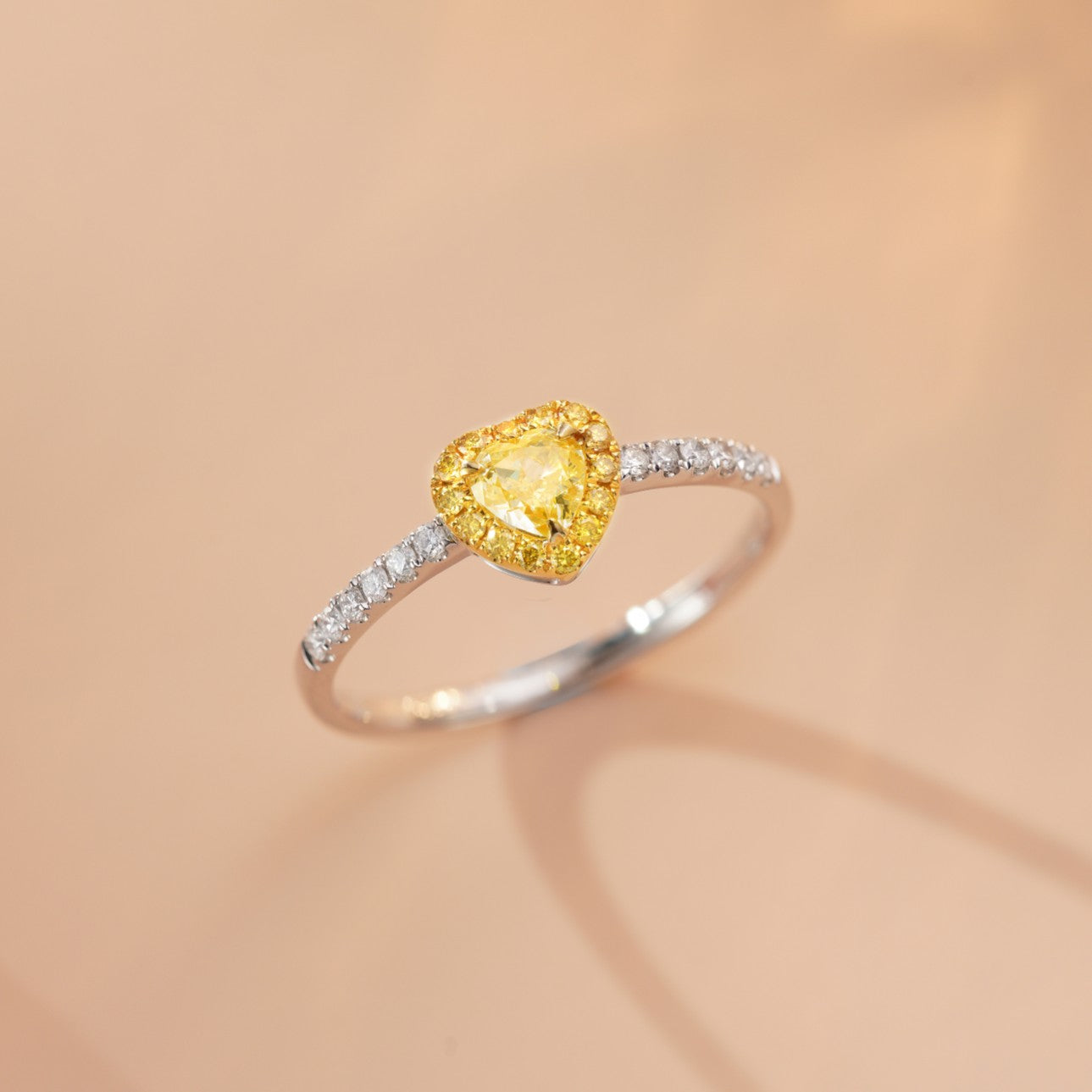 18K Yellow Gold Heart-Shaped Diamond Ring | Premium Jewelry - Yellow Diamond Ring