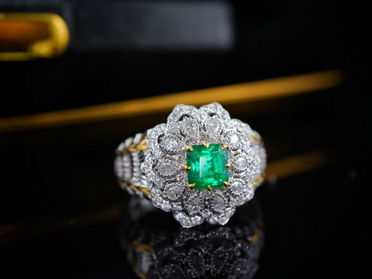 Panjshir Emerald Ring - Premium Guild Certified Verdant Green Jewelry