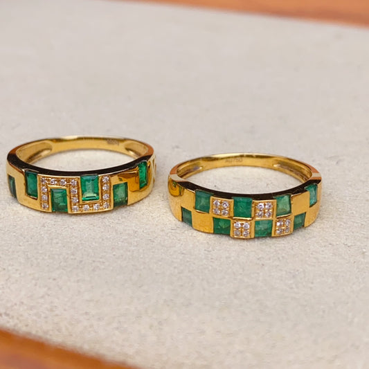 18k Gold Emerald and Diamond Ring - Unique Designs Jewelry