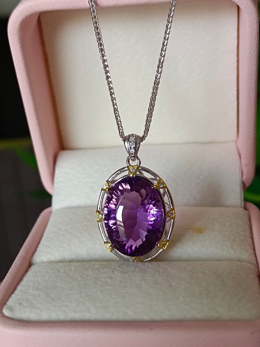 Luxurious Natural Amethyst Pendant - Elegant Jewelry for Confident You