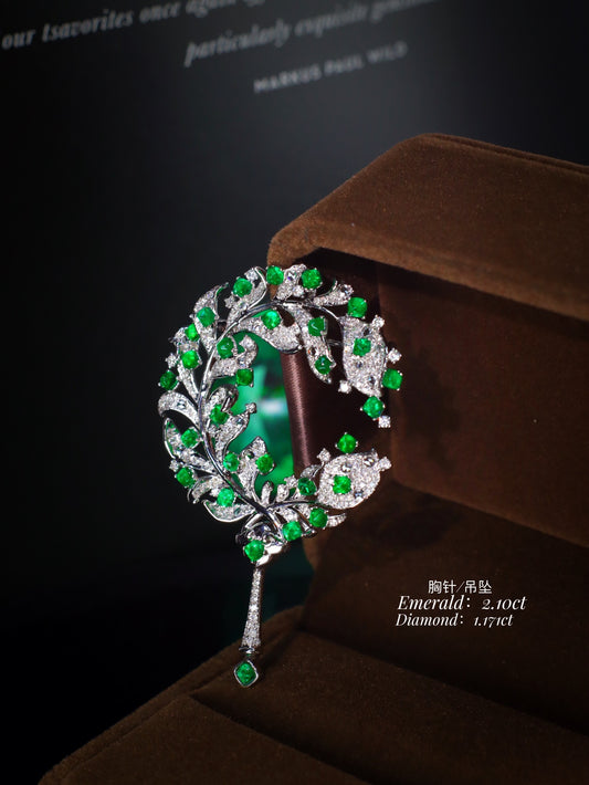 Emerald Jewelry Marvel: "Long Bing Ruyi · Verdant Elegance" Brooch/Pendant