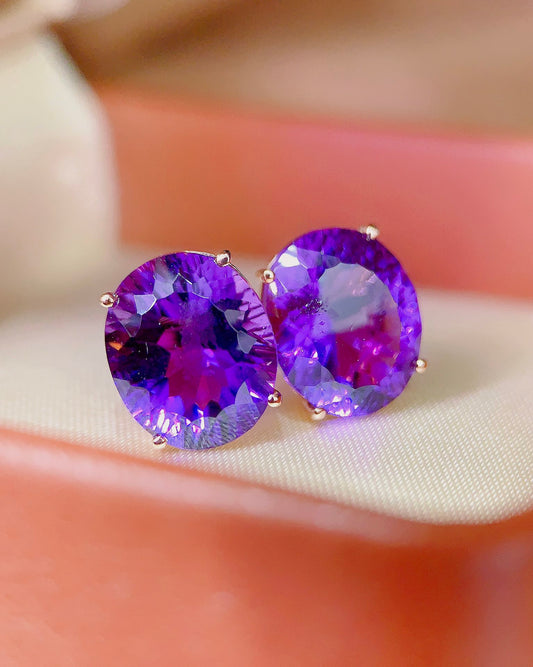 Elegant Purple Amethyst Earrings - A Symbol of Prosperity and Luxury Jewelry