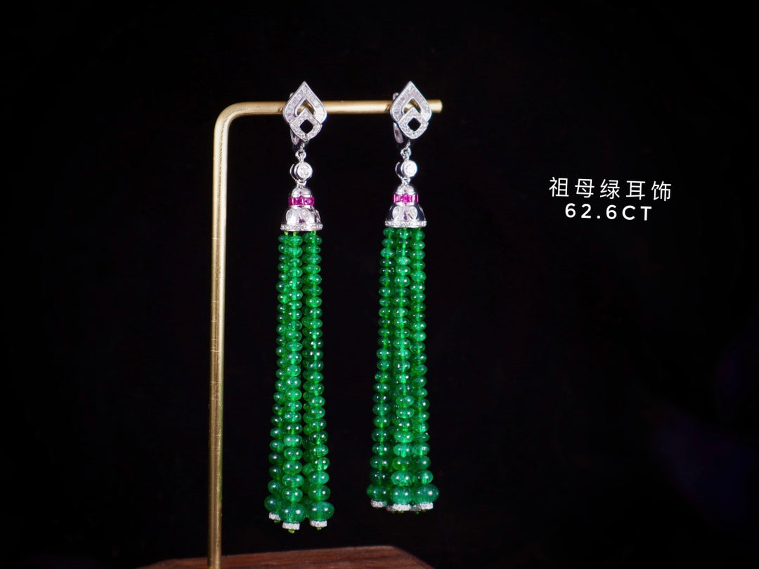 Panjshir Emerald Tassel Earrings - Star Style Jewelry