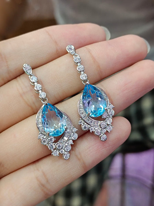 Exquisite Natural Topaz Teardrop Earrings - A Must-Have Jewelry