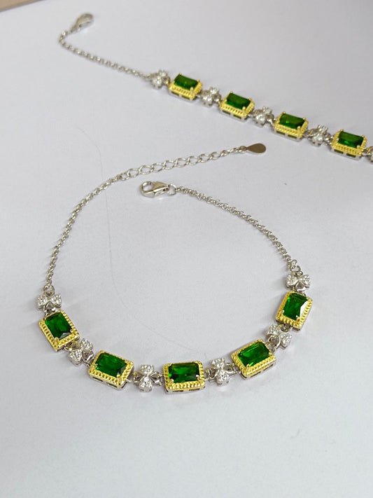 S925 Silver Embedded Diopside Bracelet - Elegant and Fashionable Jewelry