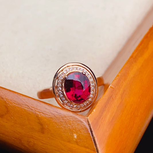 Exquisite Red Tourmaline Ring - A Symbol of Good Fortune and Vitality in Fine Jewelry