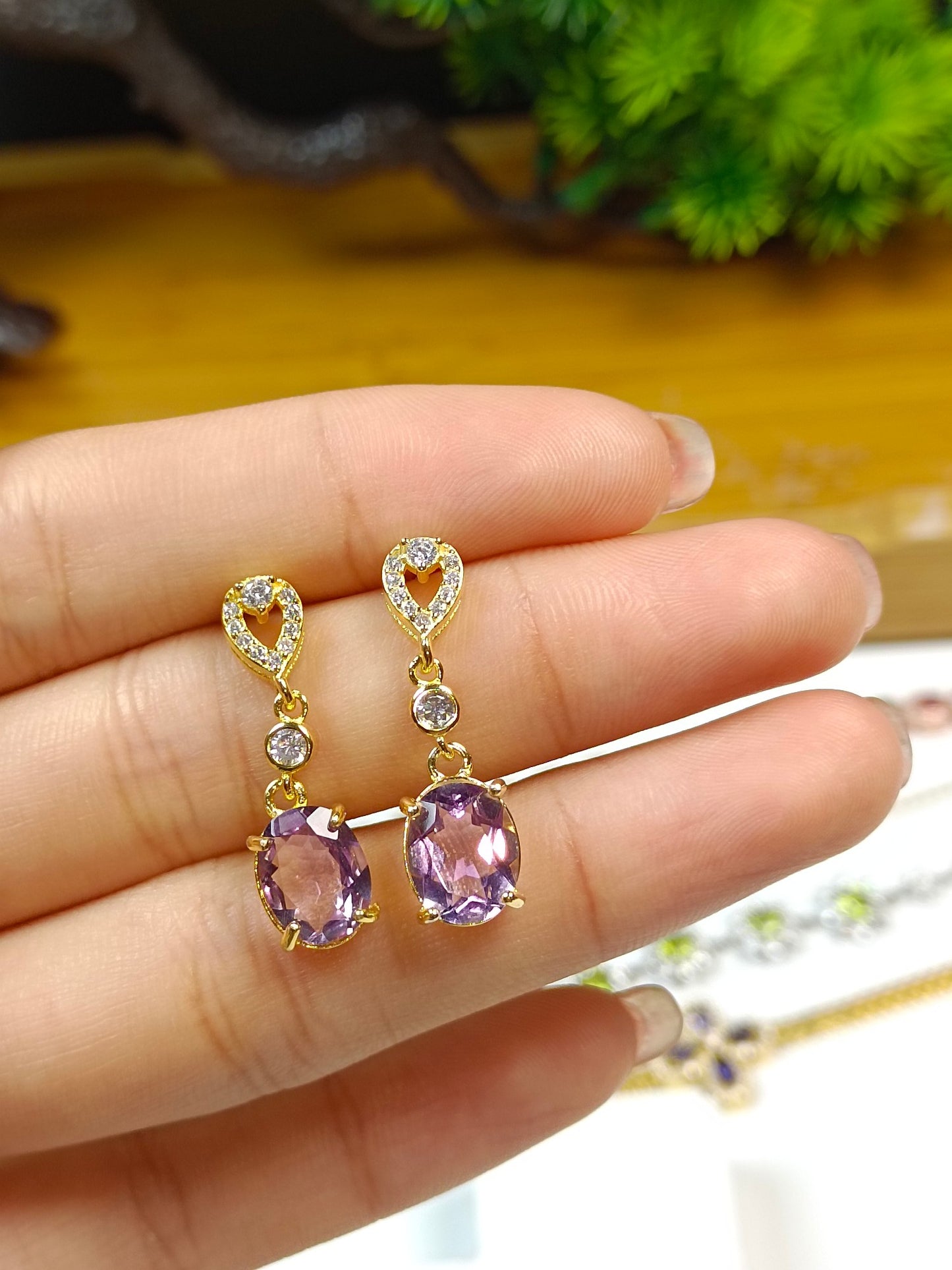 Elegant S925 Silver Embedded Amethyst Earrings - Jewelry for Graceful You