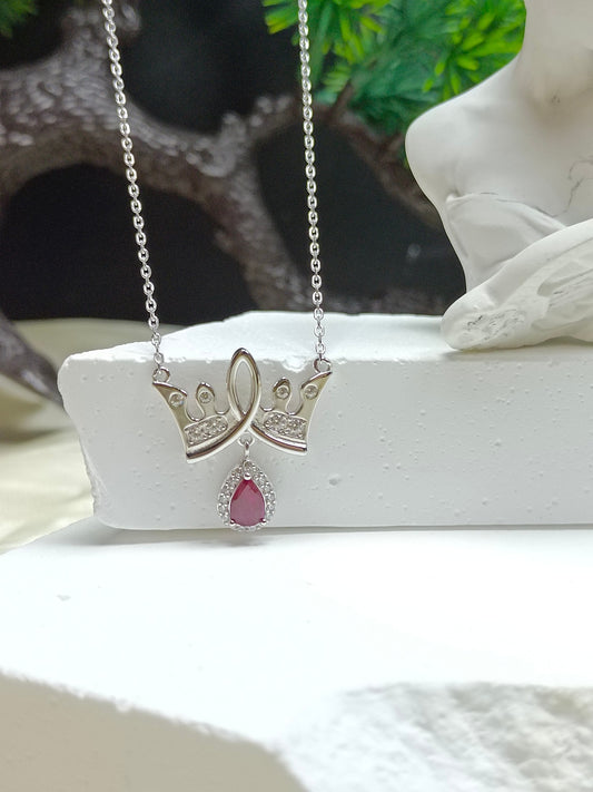 Hieno S925 Sterling hopea Ruby Crown kaulakoru 18K kultaa käsityönä - Karen prinsessa korut