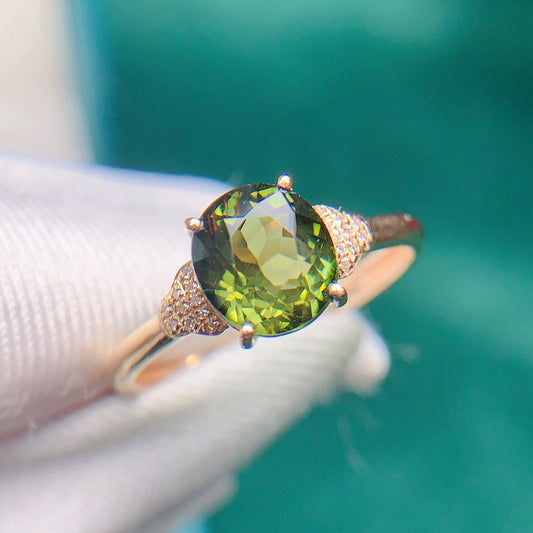 Natural Tourmaline Ring with 18k Gold and Diamond Accents - Jewelry Delight