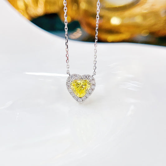 18K Cultured Yellow Diamond Heart-Shaped Pendant Necklace