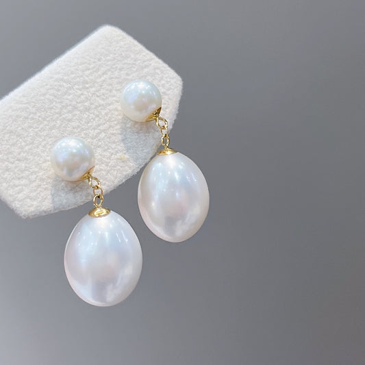 Elegant 18K Gold Jewelry with Natural Freshwater Pearl Earrings