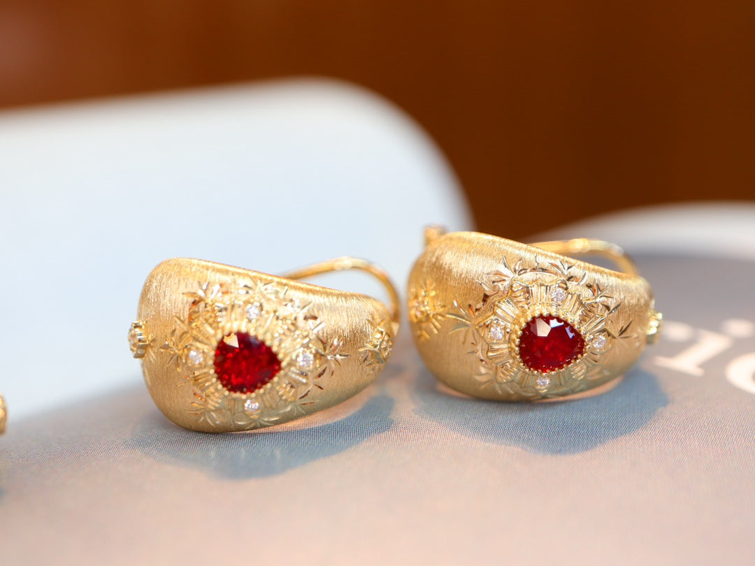 Buccellati-Style Ruby Ear Clips Jewelry: Timeless Elegance