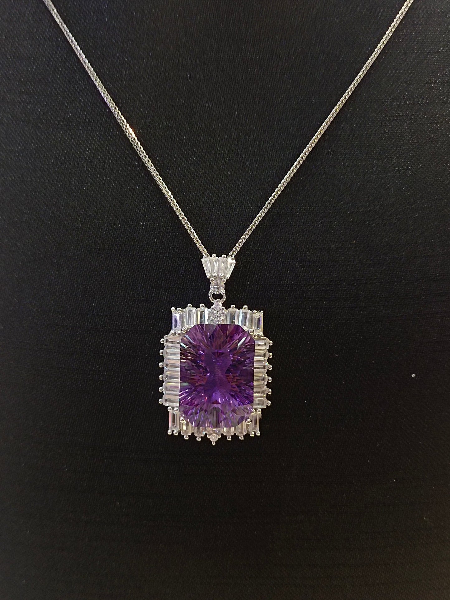 Luxurious Natural Purple Amethyst Square Pendant - Fine Jewelry