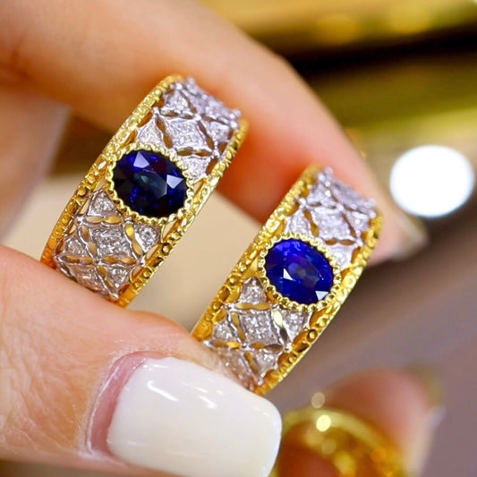 Bucherer-Style Vintage Jewelry: Unisex Royal Blue Sapphire Ring