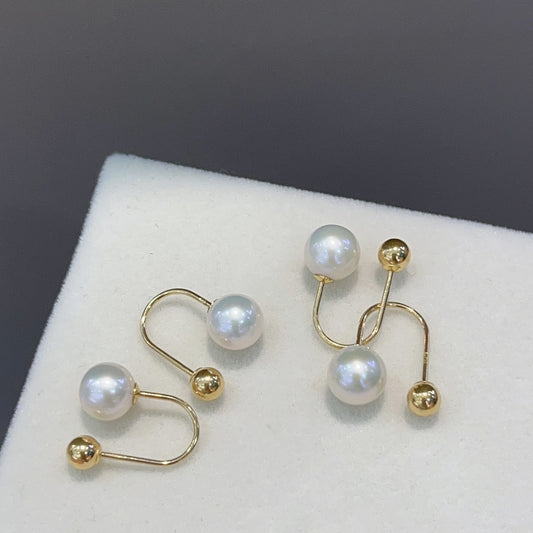 Trendy Minimalist 18K Gold U-Shaped Earrings with Freshwater Pearls - Jewelry for Every Occasion