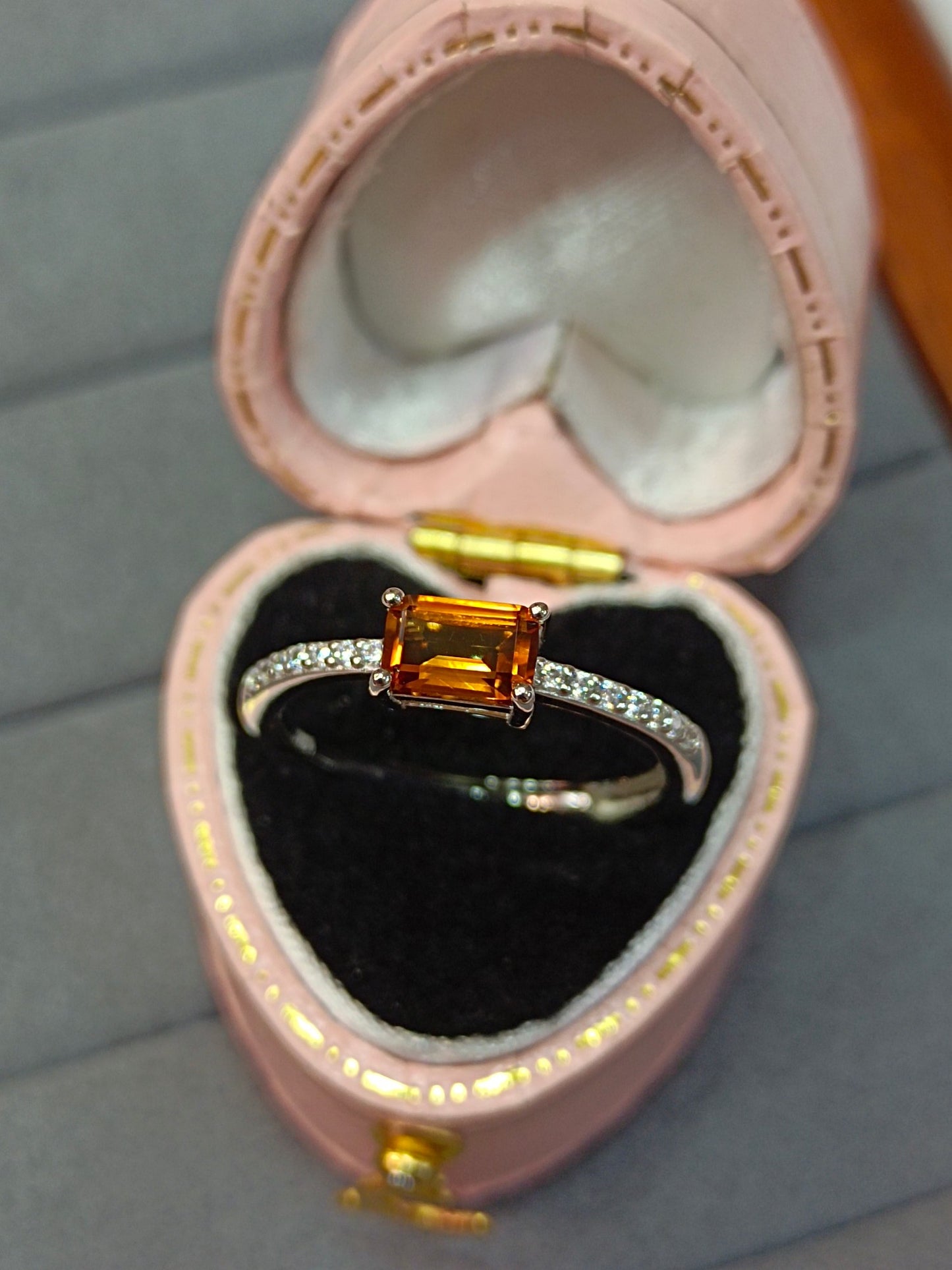 S925 Silver Exquisite Inlay Premium Caramel Citrine Ring - Sweet Little Sugar Cube Jewelry