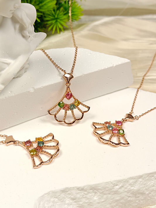 Kalung "Princess Dress" Turmalin Terbenam S925 - Pesona Cinta Musim Panas