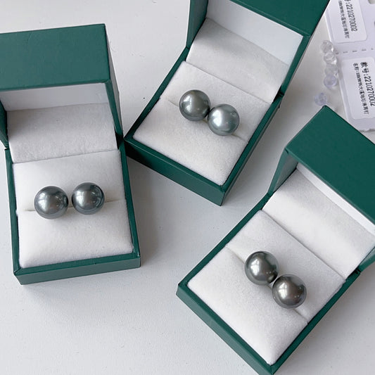 Lustrous 12-13mm Tahitian Pearl Earrings with 18K Gold Large Disk Backs