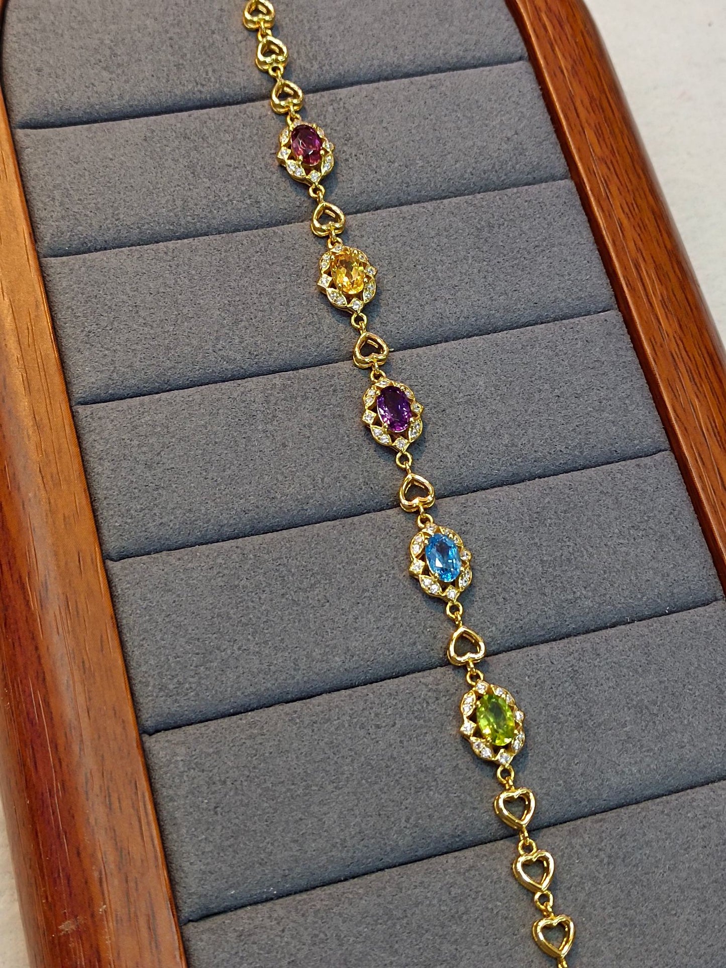 S925 Silver Delicate Multi-Gemstone Bracelet - A Summer Essential