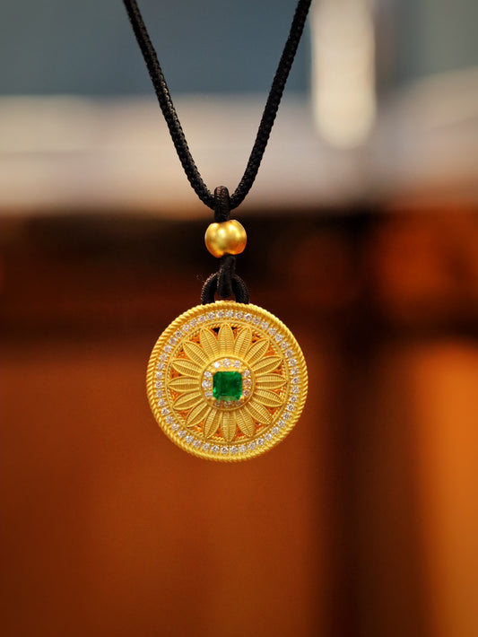 24k Gold Emerald Pendant - Fine Jewelry Collection