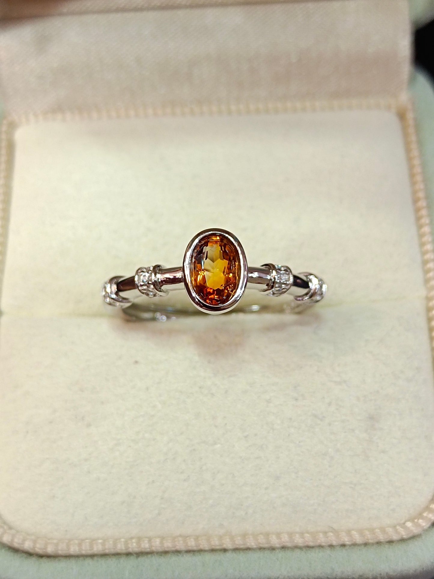 Cincin Citrine Karamel Indah Perak Sterling S925 - Perhiasan Bagus