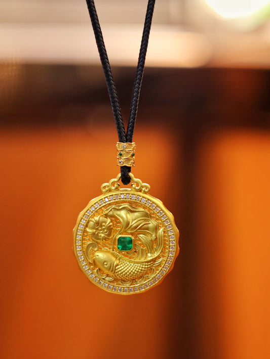 24k Gold Emerald Pendant - Premium Jewelry Piece