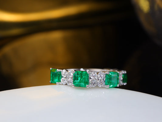 Panjshir Emerald Diamond Cluster Ring - Premium Jewelry Piece