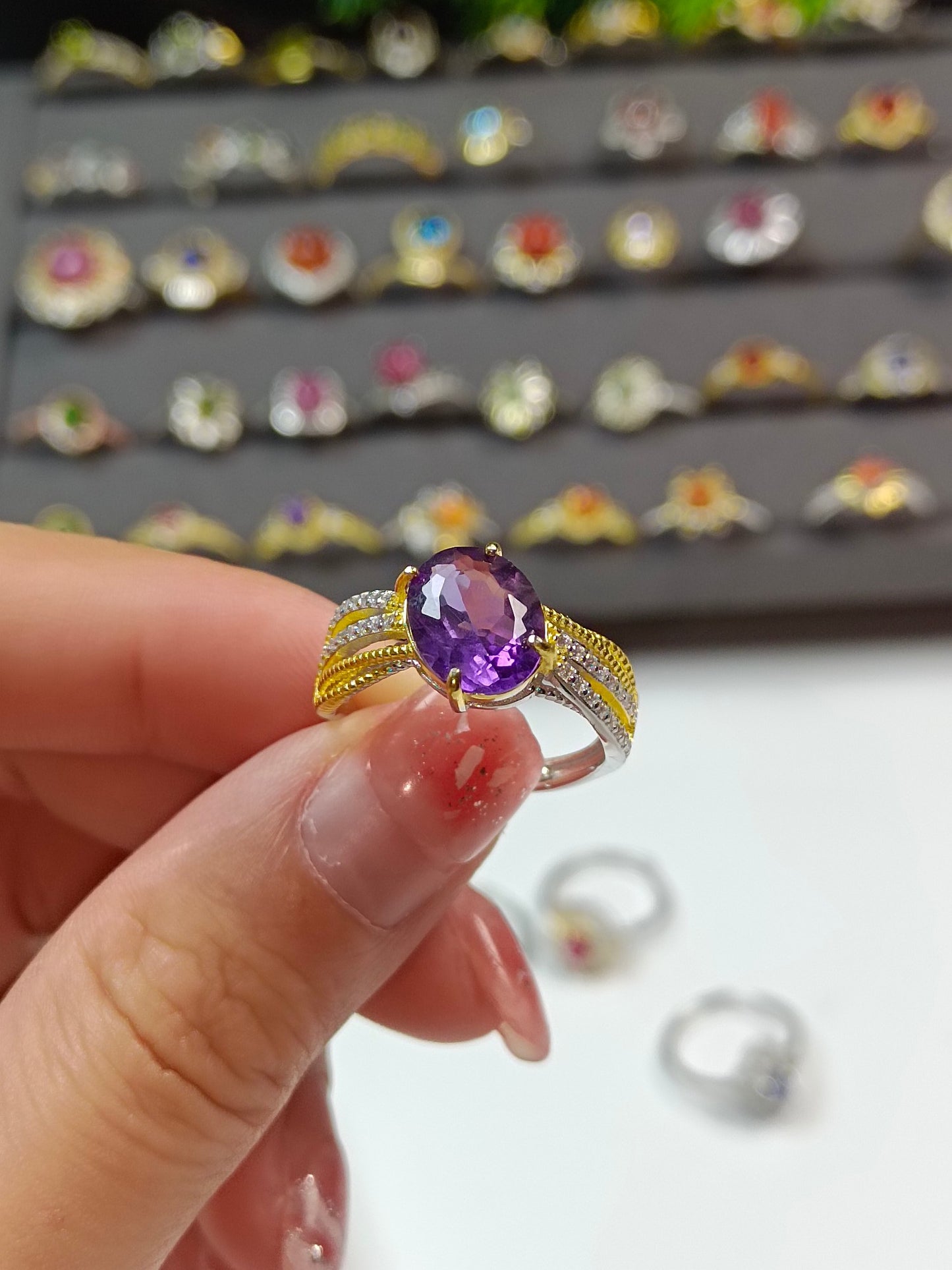 S925 Silver Embedded Amethyst Ring - Elegant Vintage Style European Fashion Jewelry