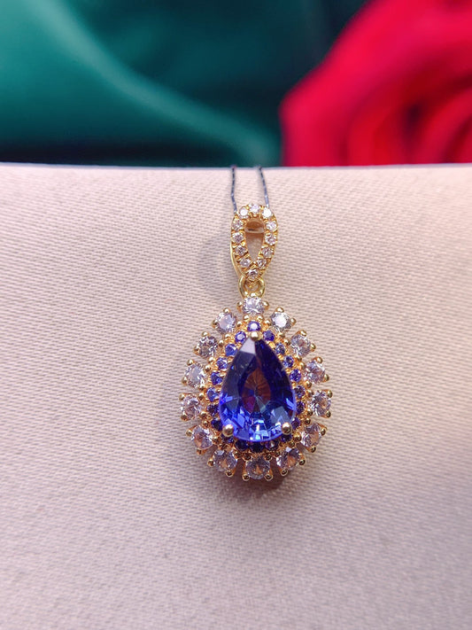 Elegant 18K Sapphire Pendant with Diamond Accents - Fine Jewelry