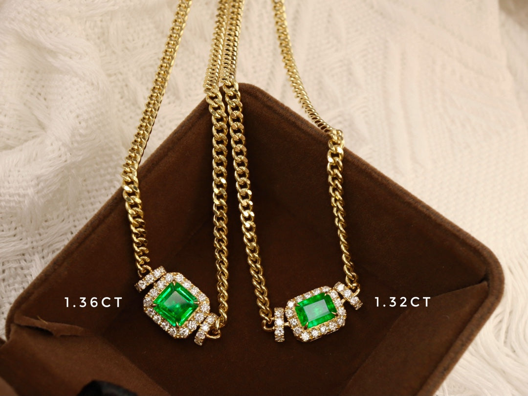 Luxurious Emerald Cuban Link Necklace - High-End Jewelry