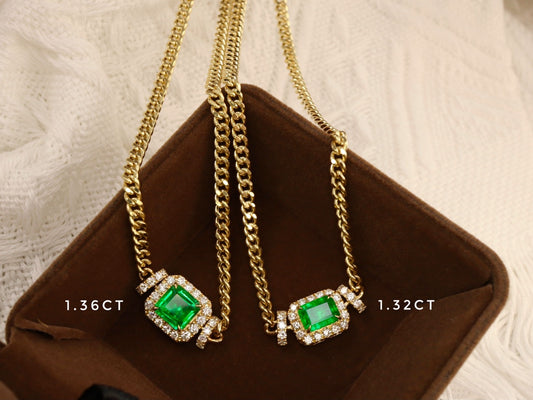 Luxurious Emerald Cuban Link Necklace - High-End Jewelry