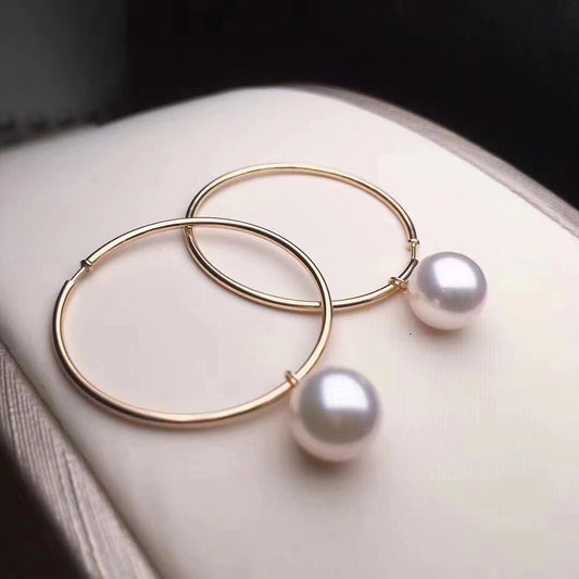 18K Circle Earrings with Detachable Pearls - Customizable Luxury Jewelry