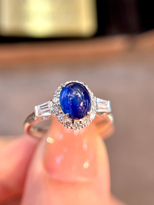 Classic Design 18k Gold Royal Blue Sapphire Ring with Diamonds - Jewelry for Everyday Elegance