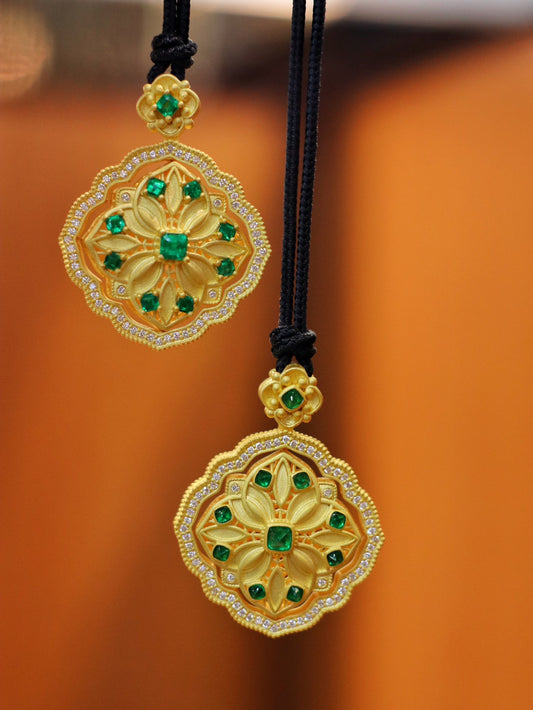 24k Gold Emerald Pendant Jewelry - Premium Panjshir Emerald