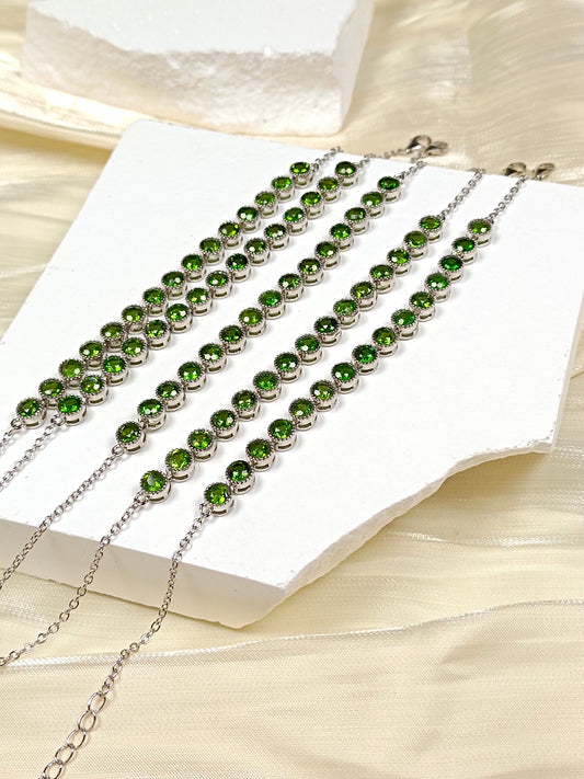 Elegant S925 Silver Embedded Diopside Bracelet - A Touch of Summer Freshness Jewelry