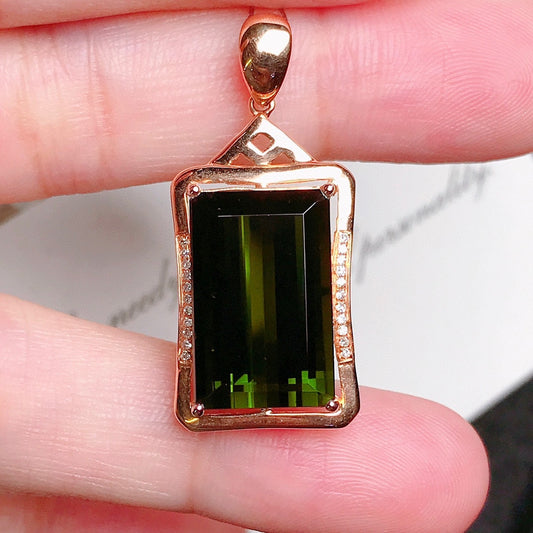 18K Gold Peridot Pendant - Elegant Jewelry for Prosperity and Healing