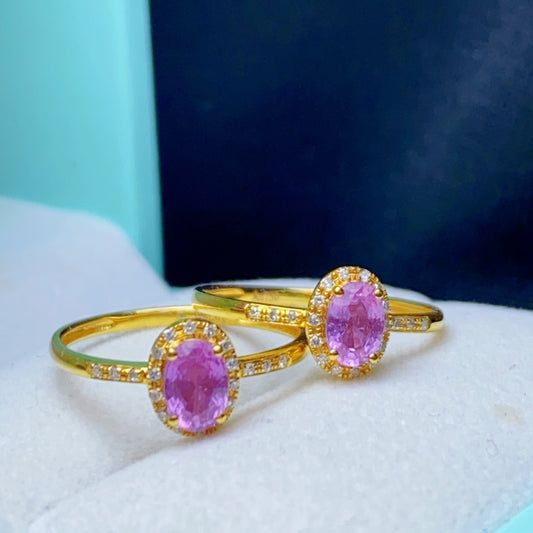 Natural Pink Sapphire Ring - Elegant 18k Gold Jewelry