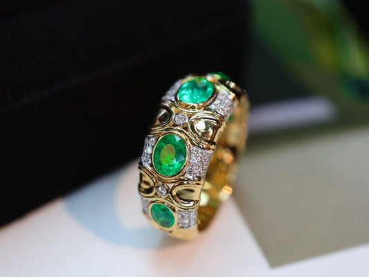 Vintage-Inspired Emerald Ring Set with Guild Certificate – A Jewelry Treasure