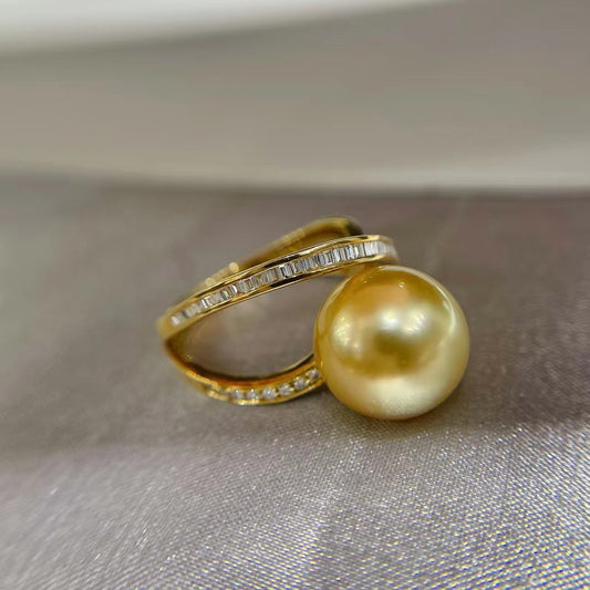 Luxurious 11-12mm South Sea Golden Pearl Jewelry with Near-Perfection