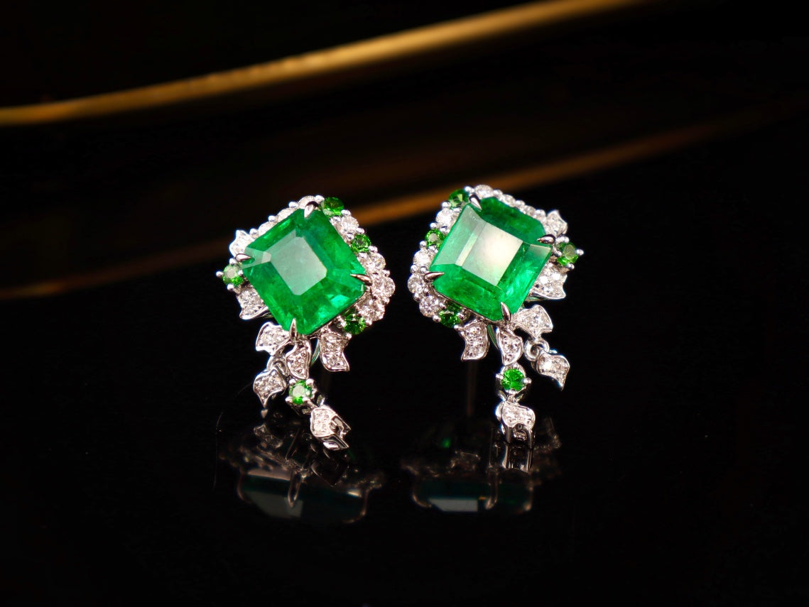 Emerald Earrings - 4.37ct Designer Piece with GILD Certification