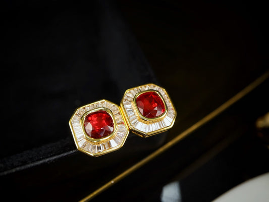 Pigeon's Blood Red Ruby Earrings - Premium Fashion Jewelry