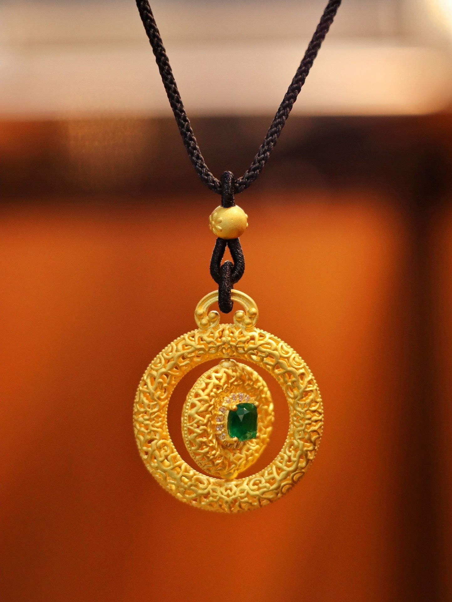 24k Gold Emerald Pendant - Fine Jewelry Piece