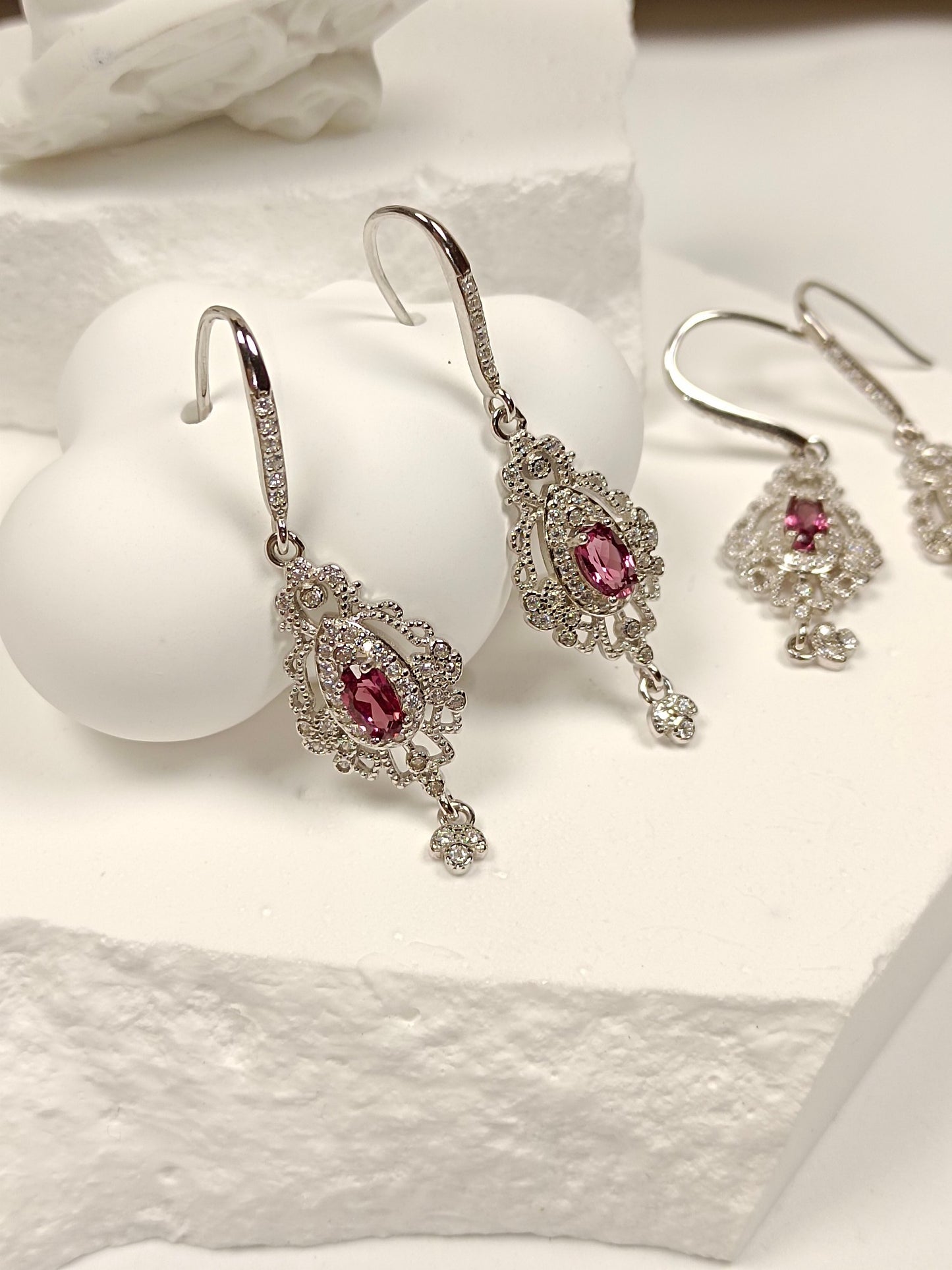 S925 Silver Embedded Purple Garnet Earrings - Vintage Ivy-Inspired Jewelry