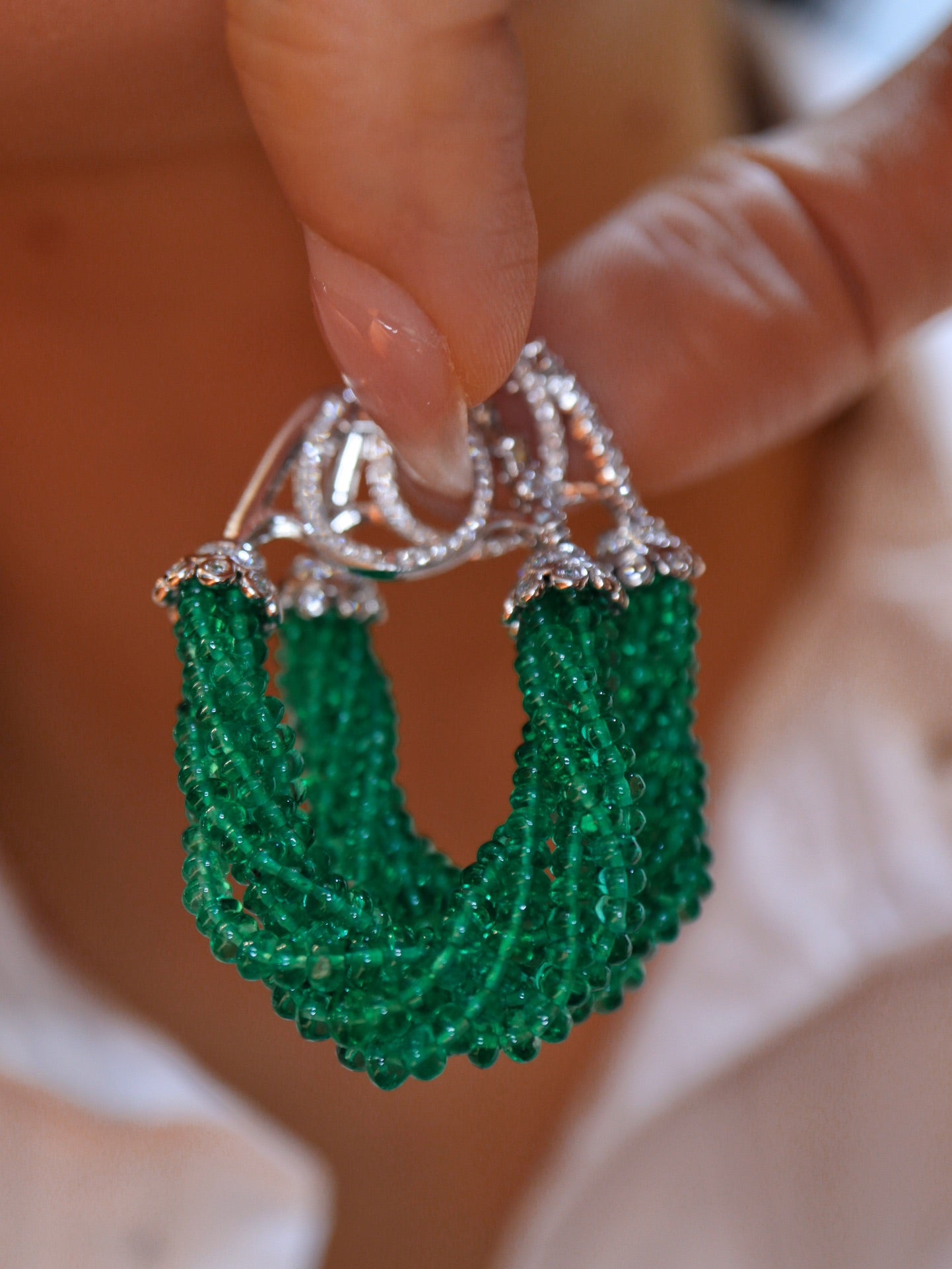 Limited Edition Emerald Beaded Earrings - High-End Jewelry