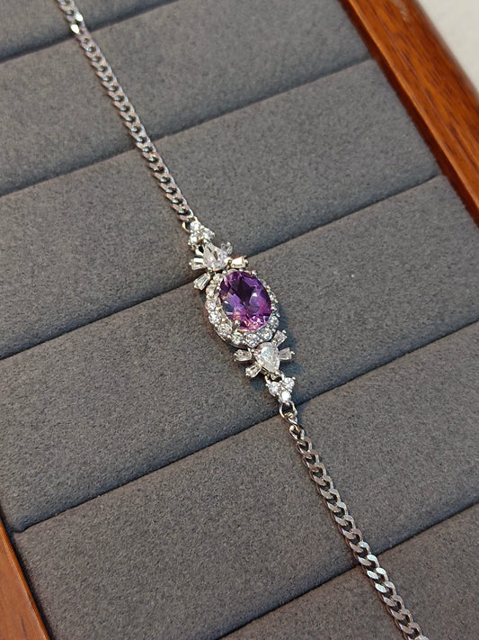 Luxurious S925 Silver Embedded Amethyst Jewelry Bracelet