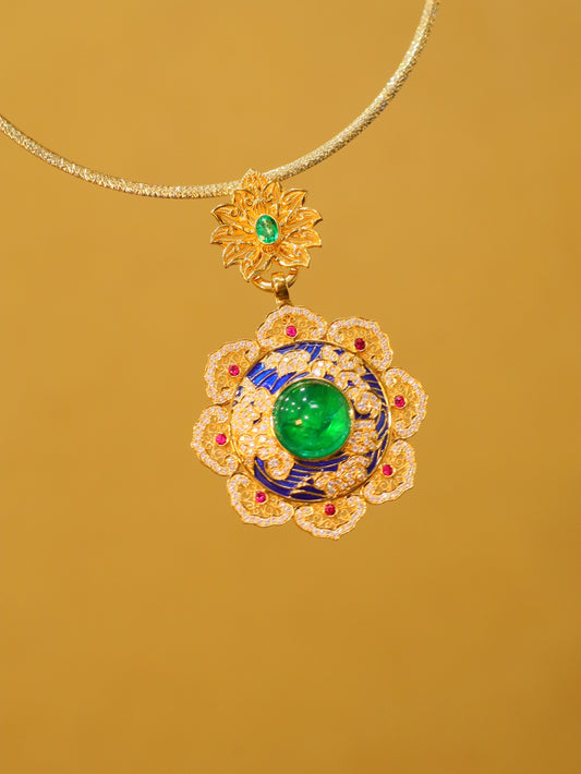 Renaissance Revival Court Style Jewelry - Handcrafted Filigree & Enamel Pendant